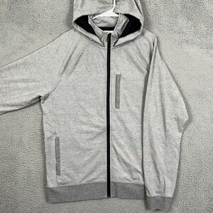Tommy John The Go Anywhere Mens XL Jacket Hoodie Light Gray Full Zip Stretch EUC